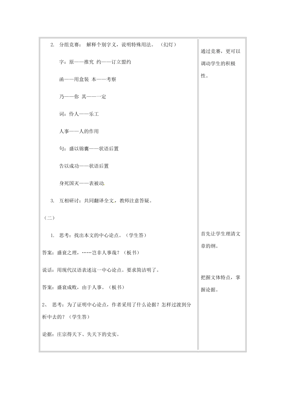 山东省沂水县第一中学2014高中语文 5.2伶官传序教案 新人教版选修《古代诗歌散文欣赏》_第2页