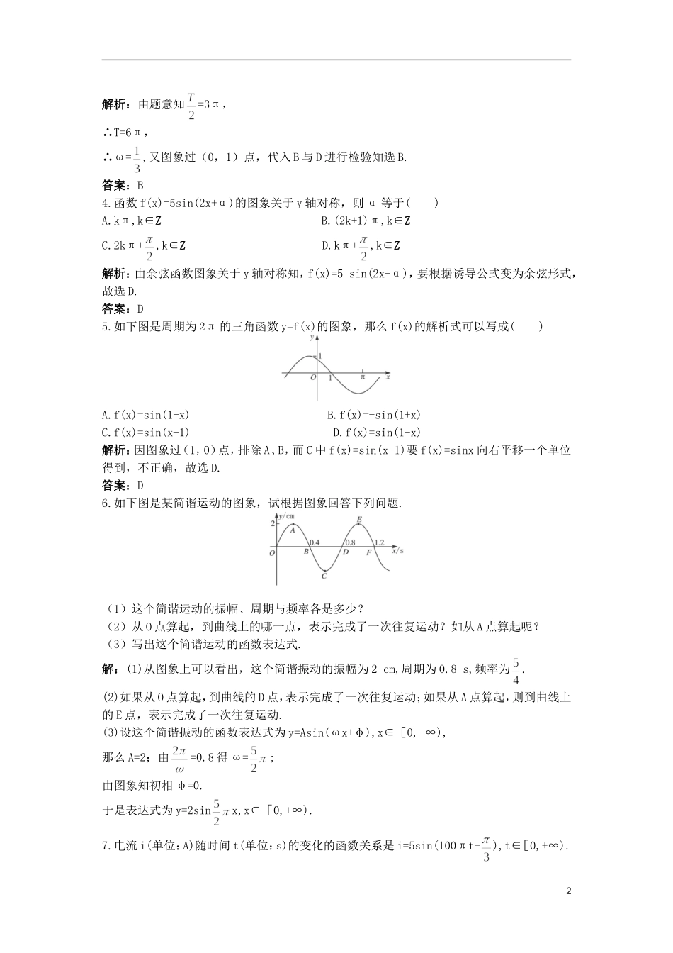 高中数学 第1章 三角函数 1.3.4 三角函数的应用课后导练 苏教版必修4-苏教版高一必修4数学试题_第2页