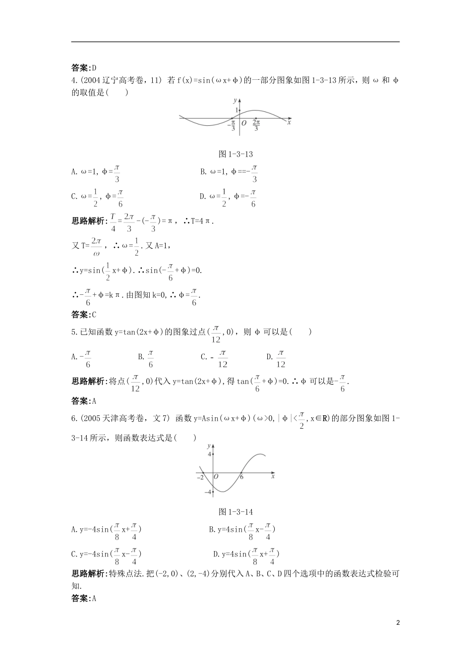 高中数学 第1章 三角函数 1.3 三角函数的图象和性质自主训练 苏教版必修4-苏教版高一必修4数学试题_第2页