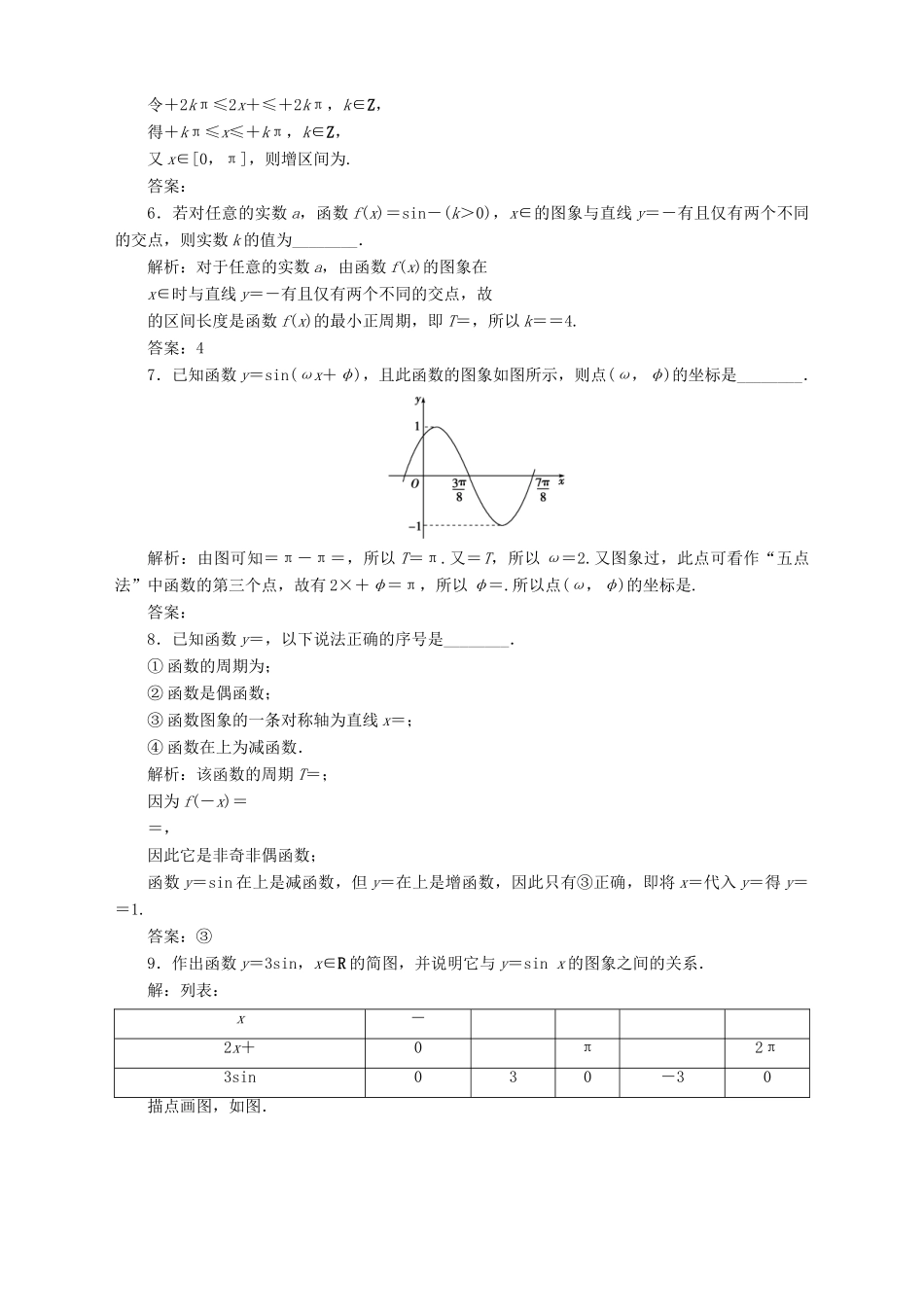 高中数学 第1章 三角函数 1.3 三角函数的图象和性质 1.3.3 函数y＝Asin（ωx＋φ）的图象应用案巩固提升 苏教版必修4-苏教版高一必修4数学试题_第2页