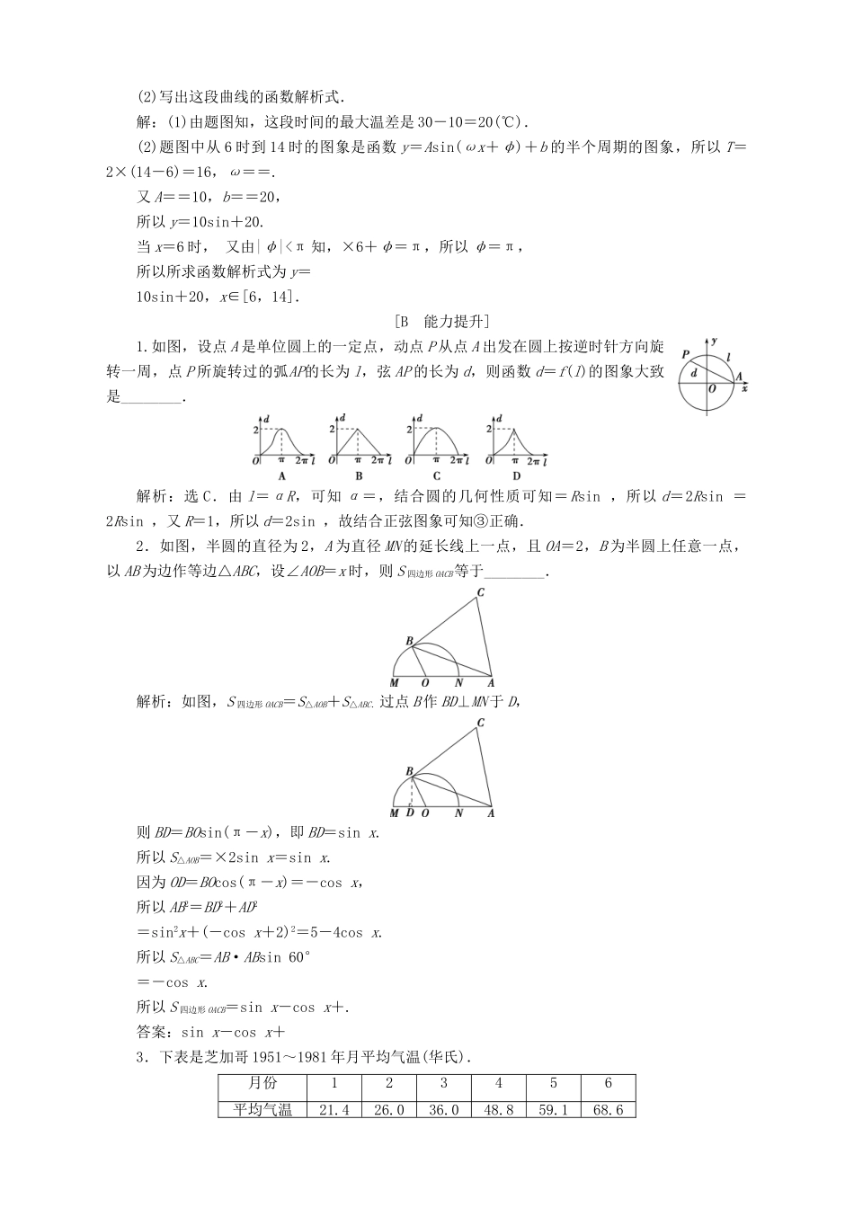 高中数学 第1章 三角函数 1.3 三角函数的图象和性质 1.3.4 三角函数的应用应用案巩固提升 苏教版必修4-苏教版高一必修4数学试题_第3页