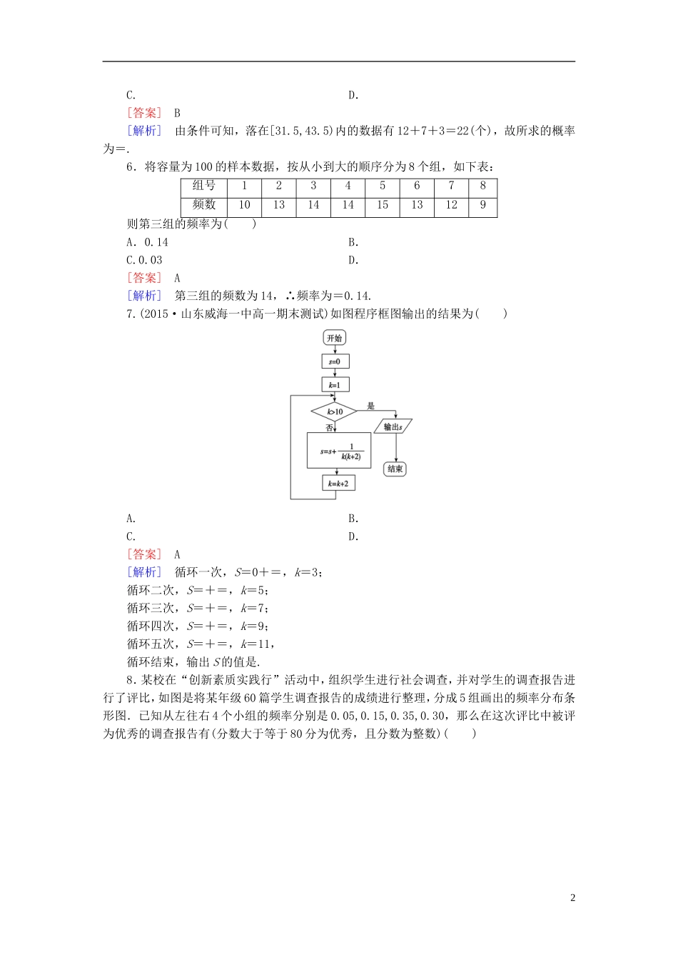 高中数学 本册综合测试题（含解析）新人教B版必修3-新人教B版高一必修3数学试题_第2页