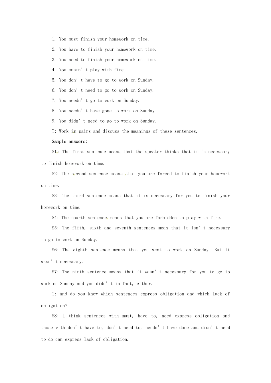 四川省宣汉中学2014高中英语 Module 1 Small Talk The Fifth Period Grammar教案 外研版选修6_第3页
