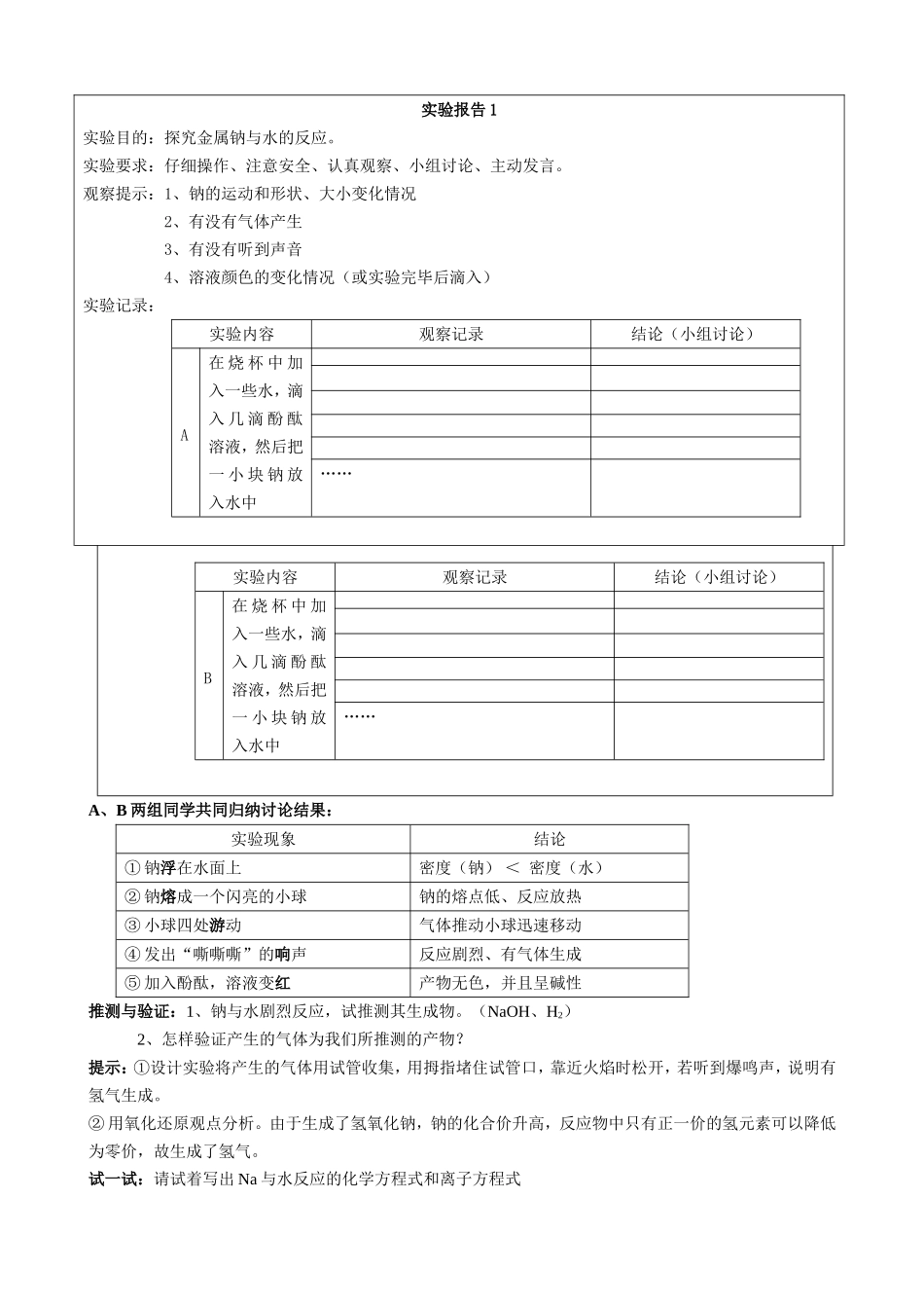 人教版化学必修1金属的化学性质（第二课时） 上学期_第2页