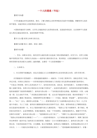 高中语文《一个人的遭遇（节选）》教案 苏教版必修2-苏教版高一必修2语文教案