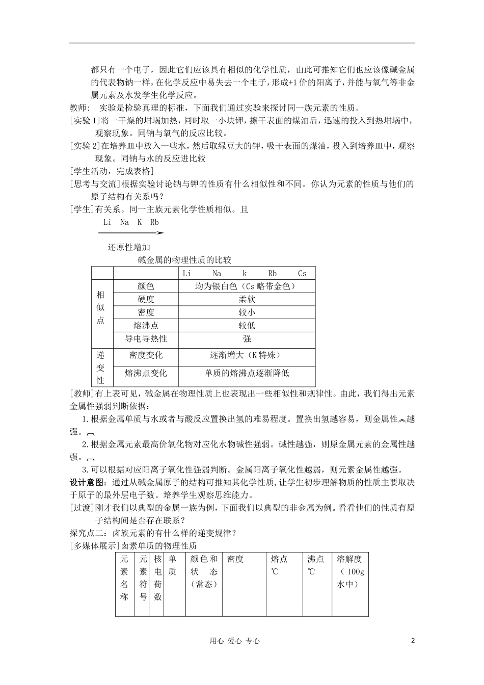 山东省临清市四所高中化学 第1章第1节 元素周期表（第2课时）教学设计 新人教版必修2_第2页