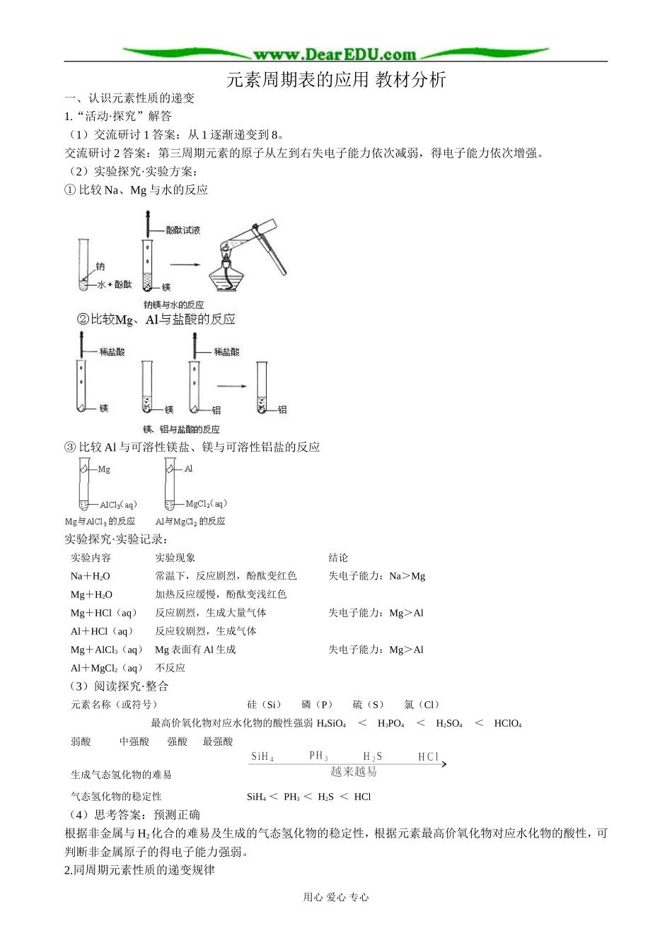 鲁科版高中化学必修2元素周期表的应用 教材分析_第1页