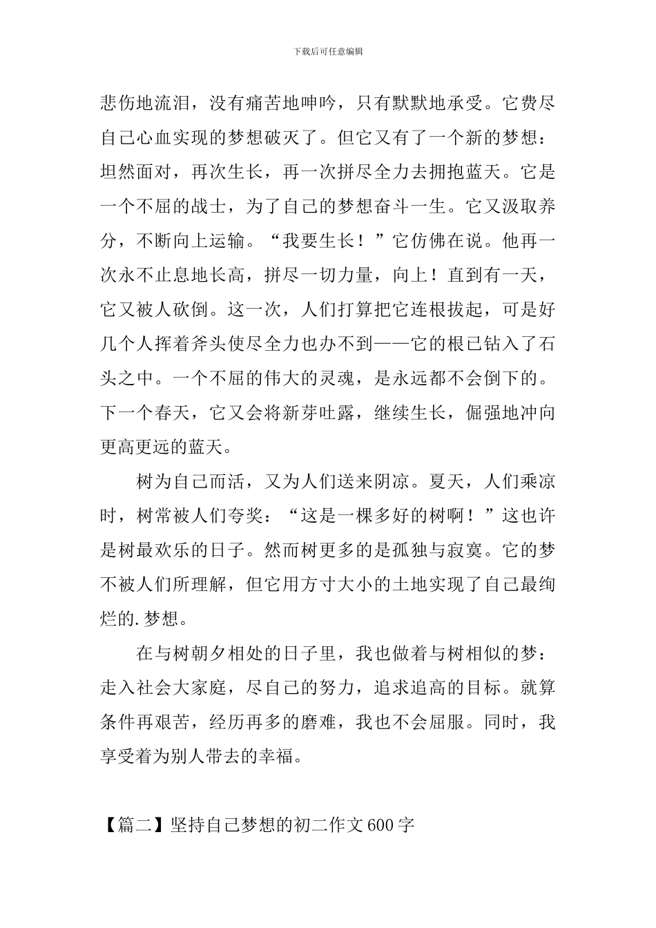 坚持自己梦想的初二作文600字_第2页