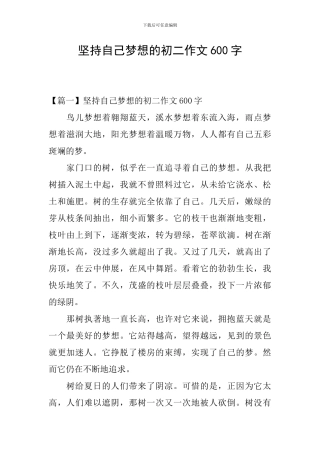 坚持自己梦想的初二作文600字