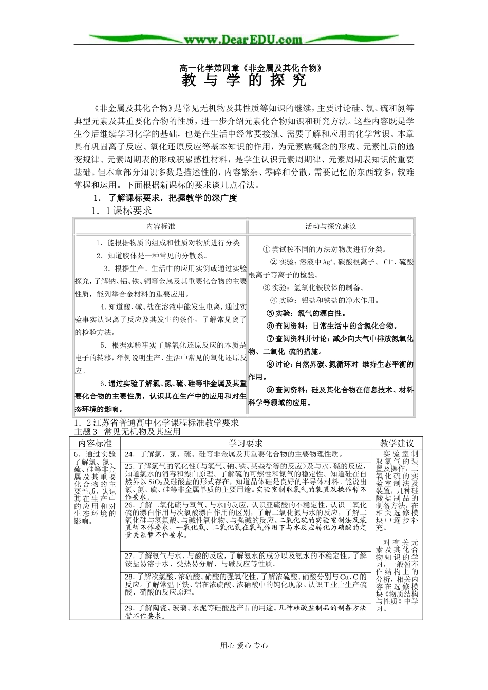南京市07级高一化学第四章《非金属及其化合物》备课讲义_第1页