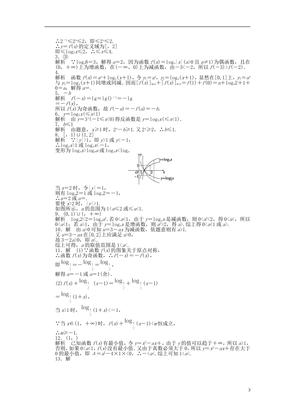 高中数学 3.2.2对数函数（二）课时作业 苏教版必修1-苏教版高一必修1数学试题_第3页
