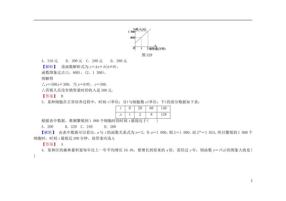 高中数学 3.2.2函数模型的应用实例课时作业（含解析）新人教A版必修1-新人教A版高一必修1数学试题_第2页