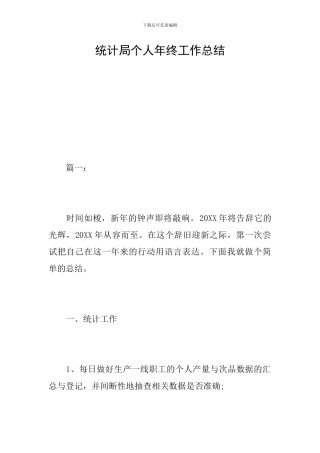 统计局个人年终工作总结