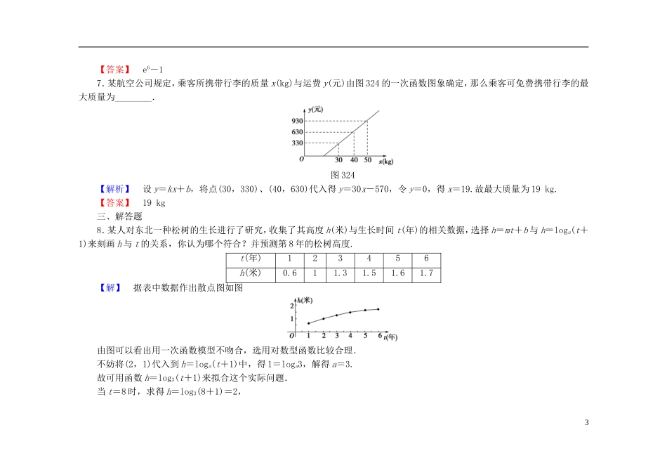 高中数学 3.2.1几类不同增长的函数模型课时作业（含解析）新人教A版必修1-新人教A版高一必修1数学试题_第3页