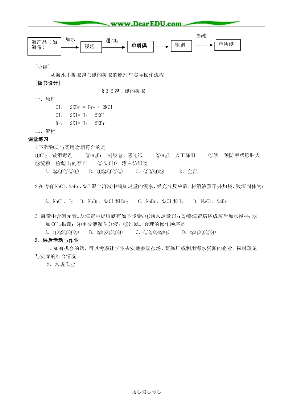 苏教版高中化学必修1溴、碘的提取2_第3页