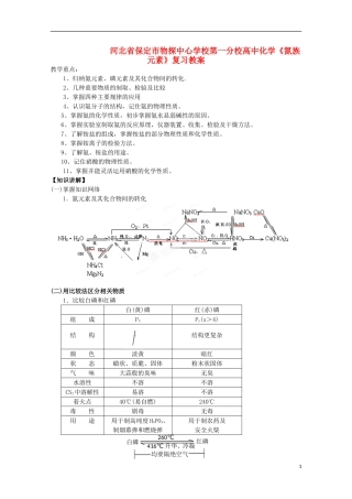 河北省保定市物探中心学校第一分校高一化学《氮族元素》复习教案