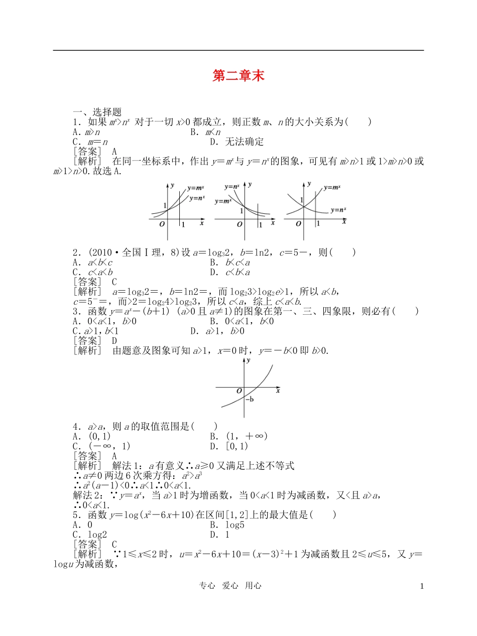 高中数学 2章末基本初等函数章末测试 新人教版必修1_第1页