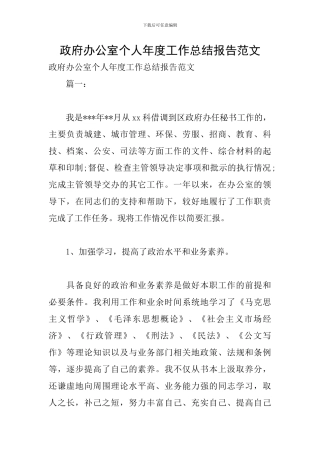 政府办公室个人年度工作总结报告范文