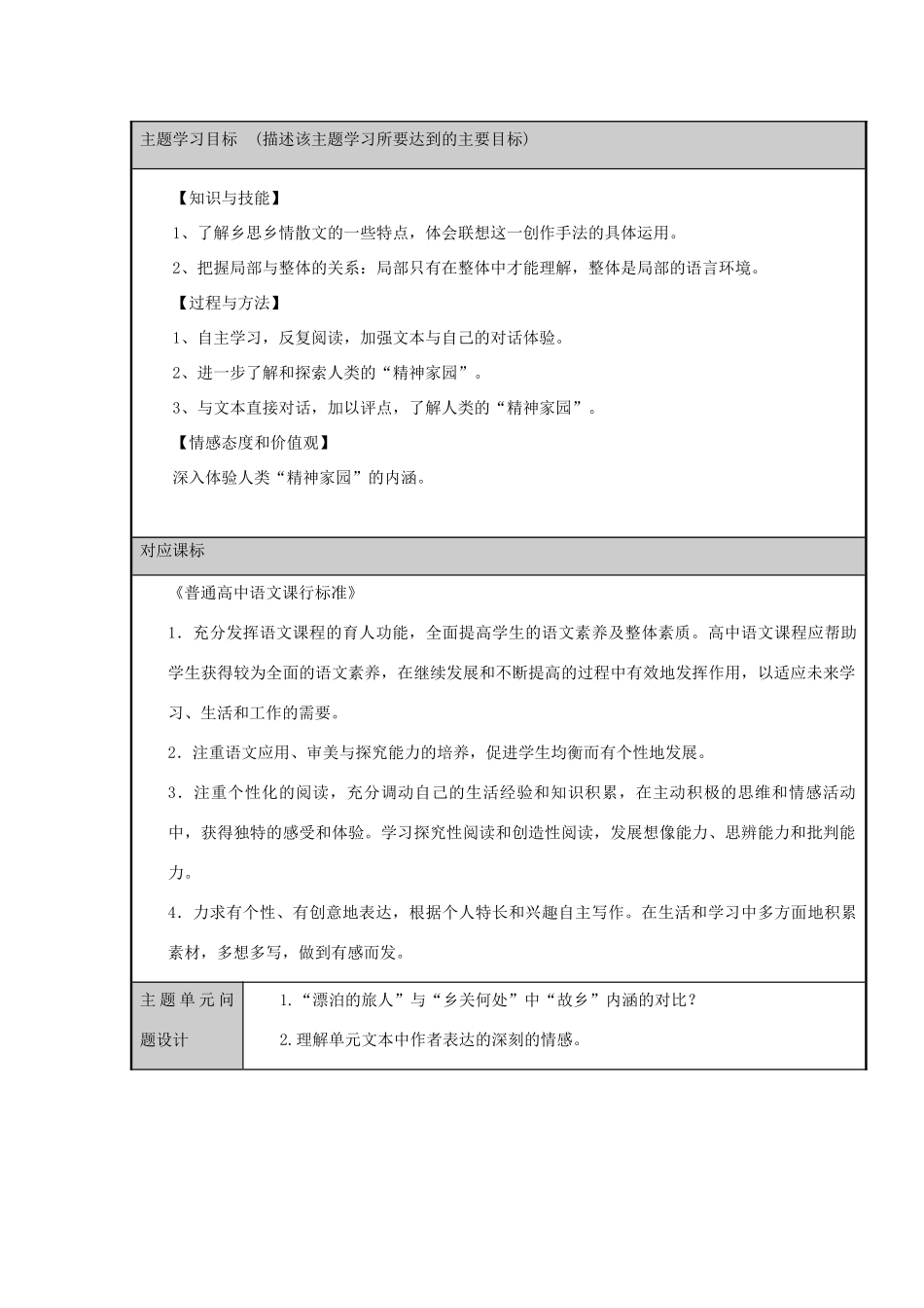 高中语文第三专题月是故乡明“月是故乡明”的感情教案 苏教版必修1_第2页