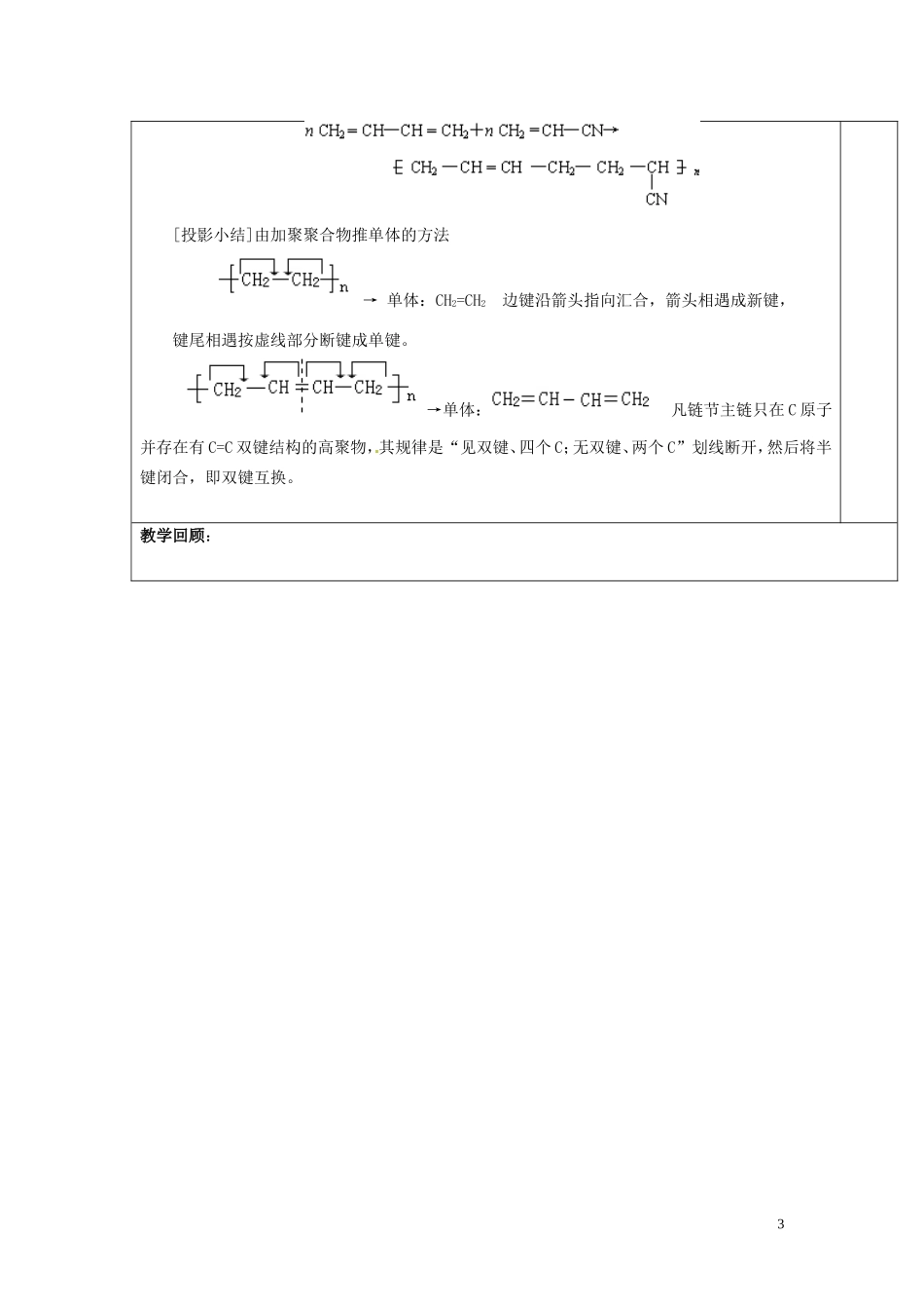 广东省河源市龙川县第一中学高中化学 第五章第一节 合成高分子化合物的基本方法(1)教案 新人教版选修5_第3页