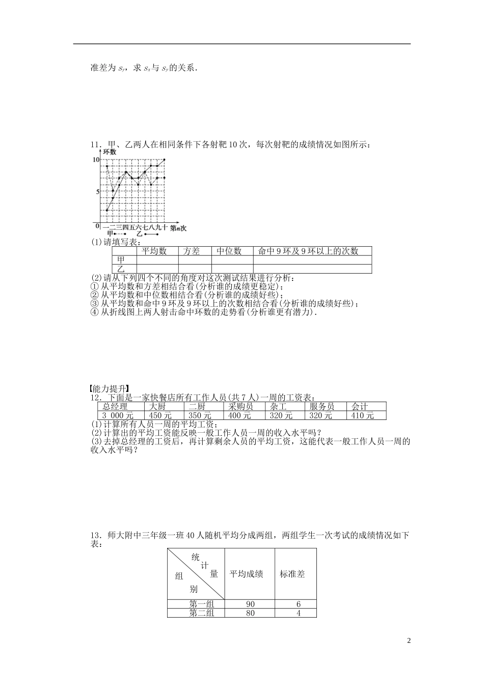 高中数学 2.3总体特征数的估计课时作业 苏教版必修3-苏教版高一必修3数学试题_第2页