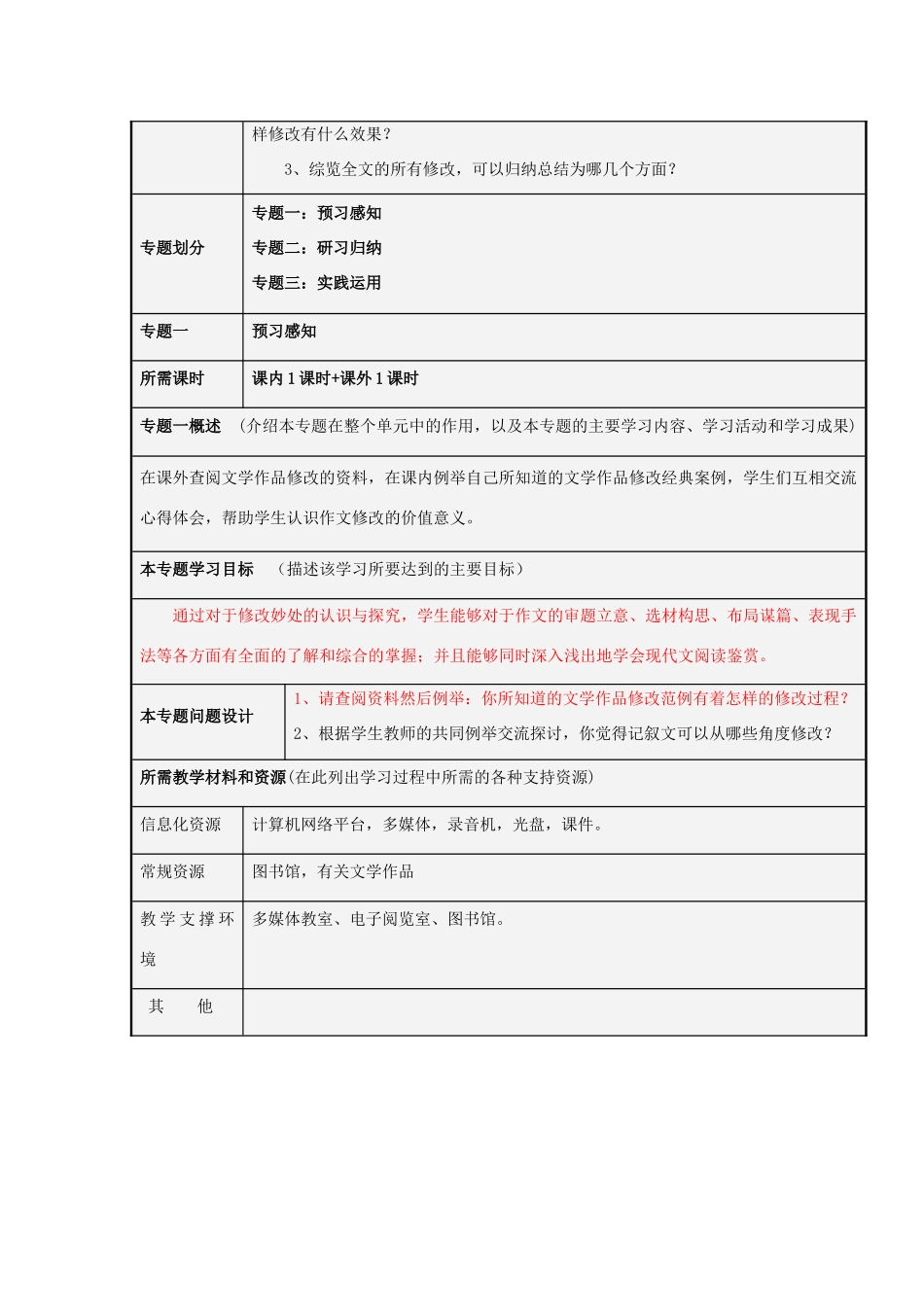 山东省青岛市高中2012-2013学年高二语文 作文（记叙文）修改指导主题单元设计_第3页