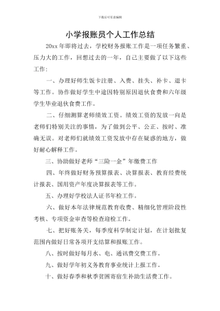小学报账员个人工作总结