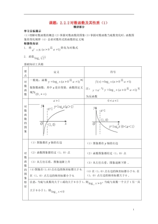 高中数学 2.2.2对数函数及其性质（1）同步讲练 新人教版必修1-新人教版高一必修1数学试题