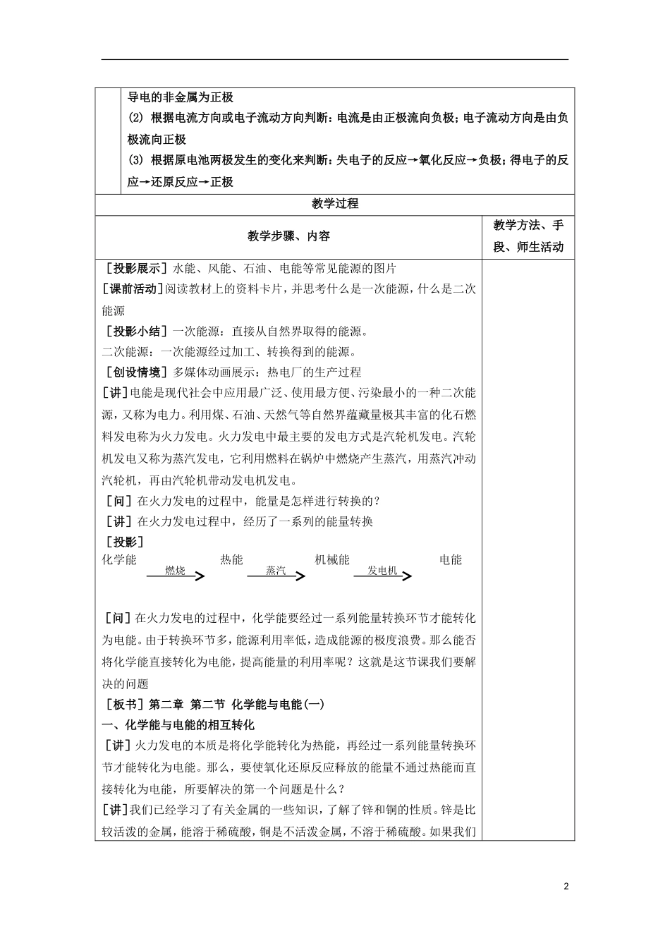 江苏省平潮高级中学高中化学集体备课 《第二章 化学反应与能量》第二节 化学能与电能教案 苏教版必修2_第2页