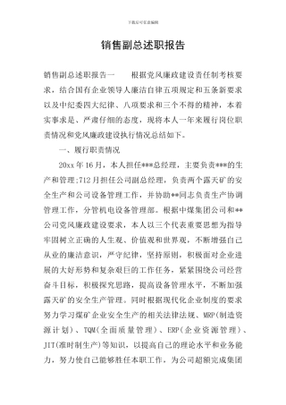 销售副总述职报告