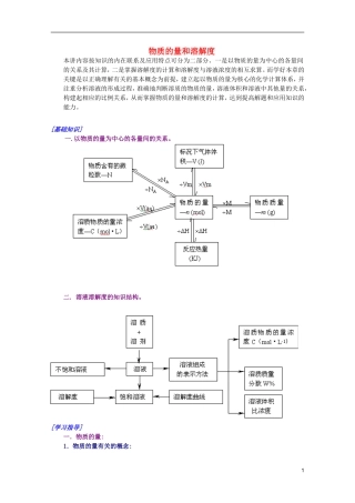 江西省乐安一中高三化学 24物质的量和溶解度培优教案