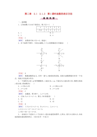 高中数学 2.1.2第1课时函数的表示方法同步测试 新人教B版必修1-新人教B版高一必修1数学试题
