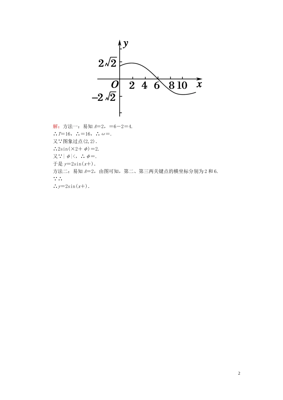 高中数学 1.5.2函数y＝Asin（ωx＋φ）的性质及应用练习手册 新人教A版必修4-新人教A版高一必修4数学试题_第2页