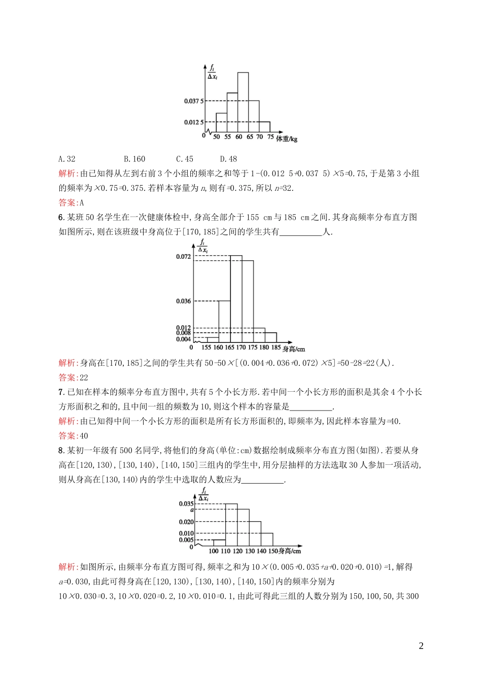 高中数学 1.5.1 用样本估计总体课后作业 北师大版必修3-北师大版高一必修3数学试题_第2页
