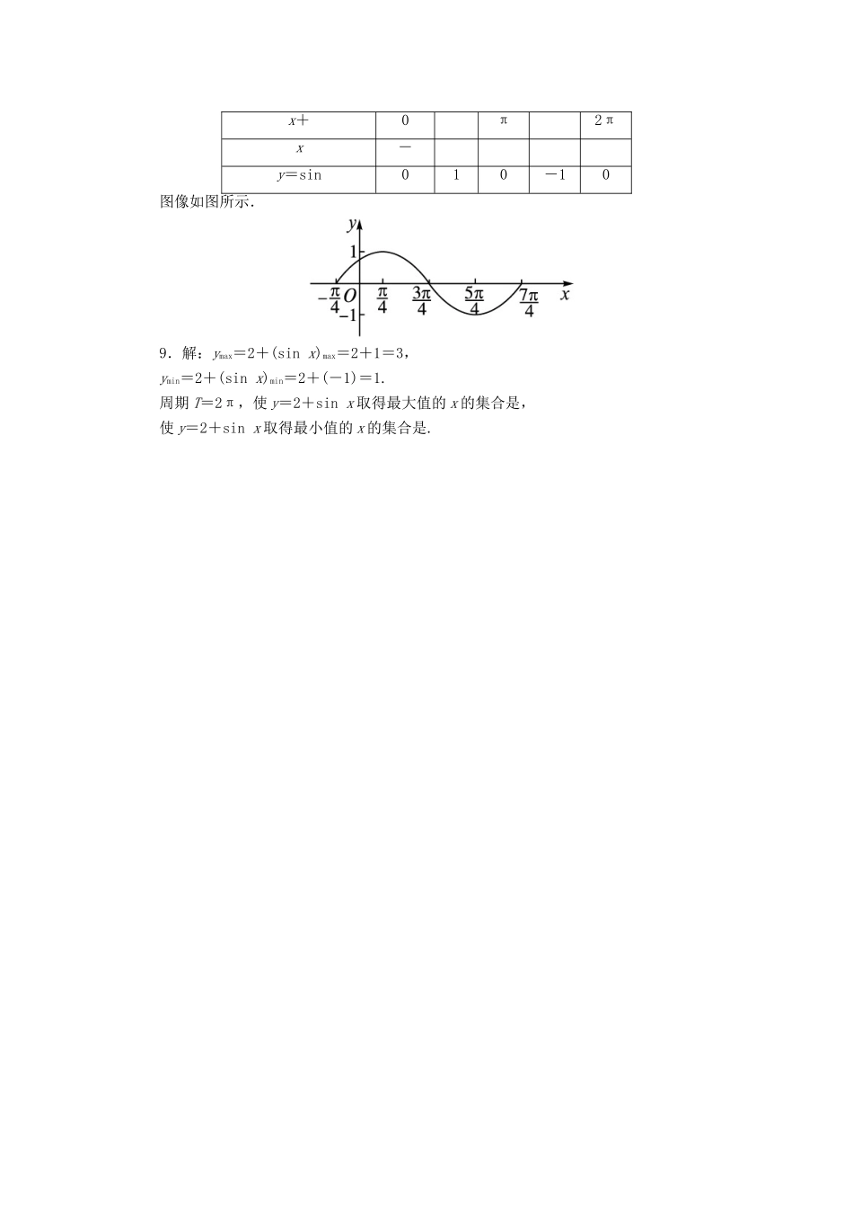 高中数学 1.5 正弦函数的图像与性质第1课时同步精练 北师大版必修4-北师大版高一必修4数学试题_第3页