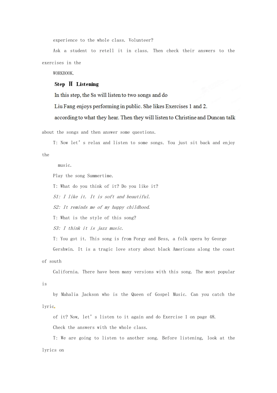 四川省宣汉中学2014高中英语 Module 4 Music The Second Period Listening and Speaking教案 外研版选修6_第2页