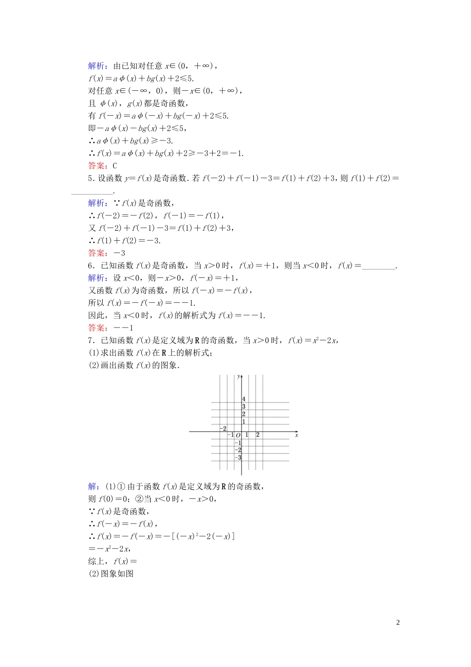 高中数学 1.3.2第2课时 函数奇偶性的应用课时作业 新人教A版必修1-新人教A版高一必修1数学试题_第2页