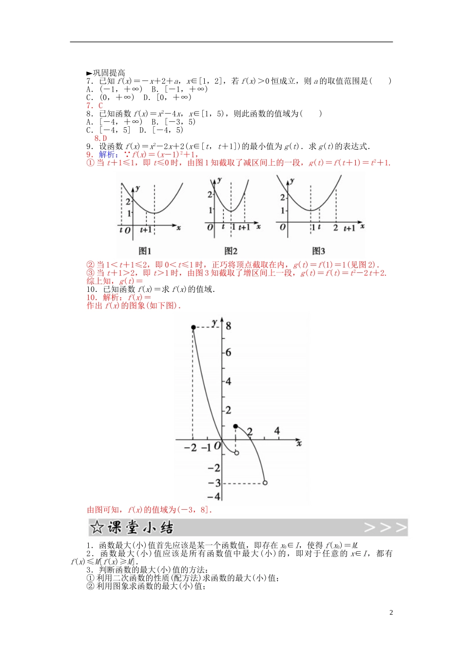 高中数学 1.3.2函数的最大（小）值练习 新人教A版必修1-新人教A版高一必修1数学试题_第2页