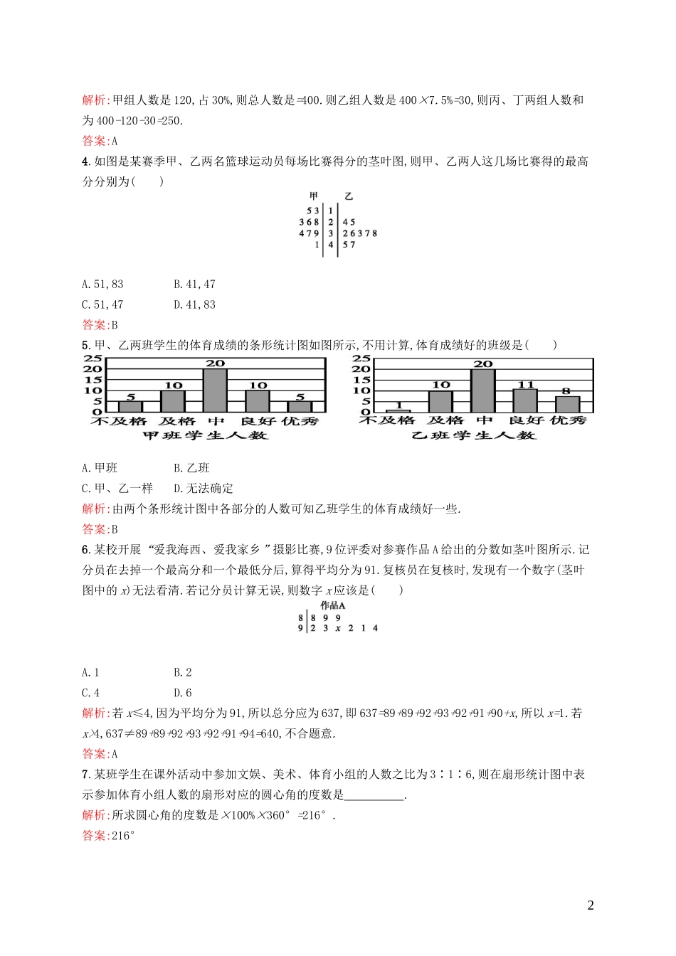 高中数学 1.3 统计图表课后作业 北师大版必修3-北师大版高一必修3数学试题_第2页