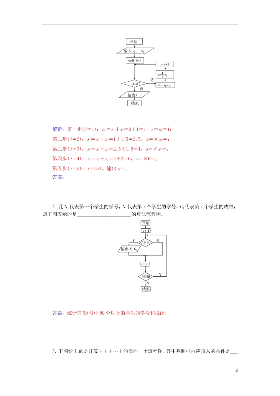 高中数学 1.2.3 循环结构检测试题 苏教版必修3-苏教版高一必修3数学试题_第2页