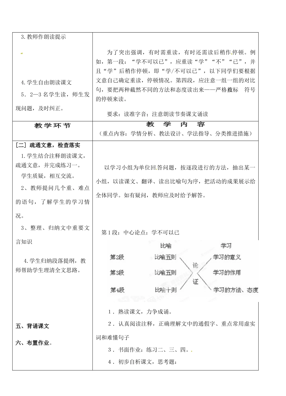 四川省邻水县坛同中学高二语文《劝学（课时1）》教案_第3页