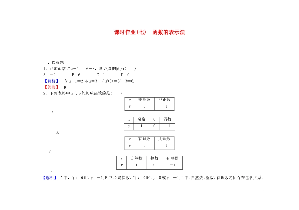 高中数学 1.2.2第1课时 函数的表示法课时作业（含解析）新人教A版必修1-新人教A版高一必修1数学试题_第1页