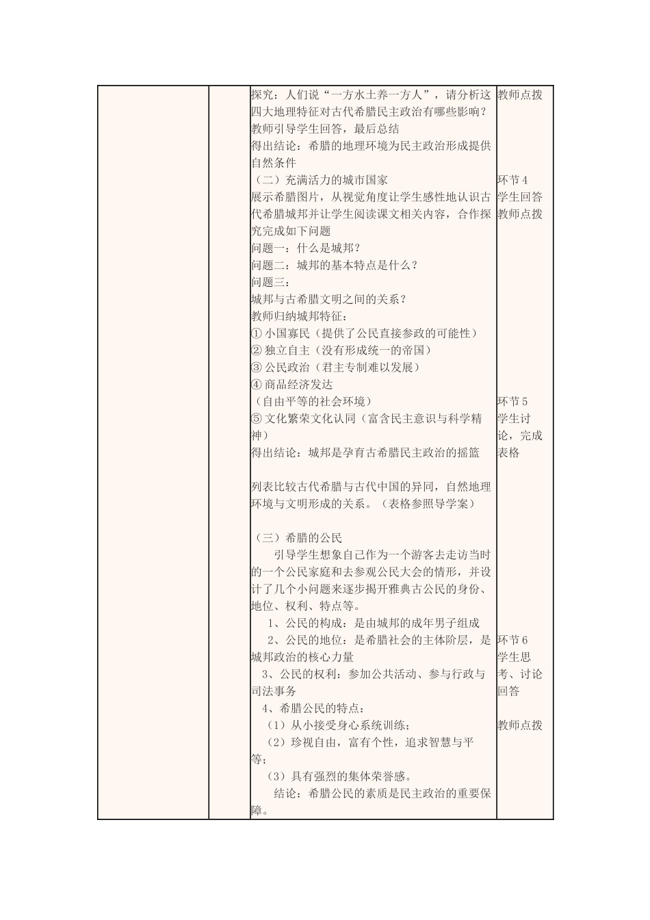 四川省宜宾市一中高一历史第12周 6.1民主政治的摇篮——古代希腊教学设计-人教版高一全册历史教案_第2页