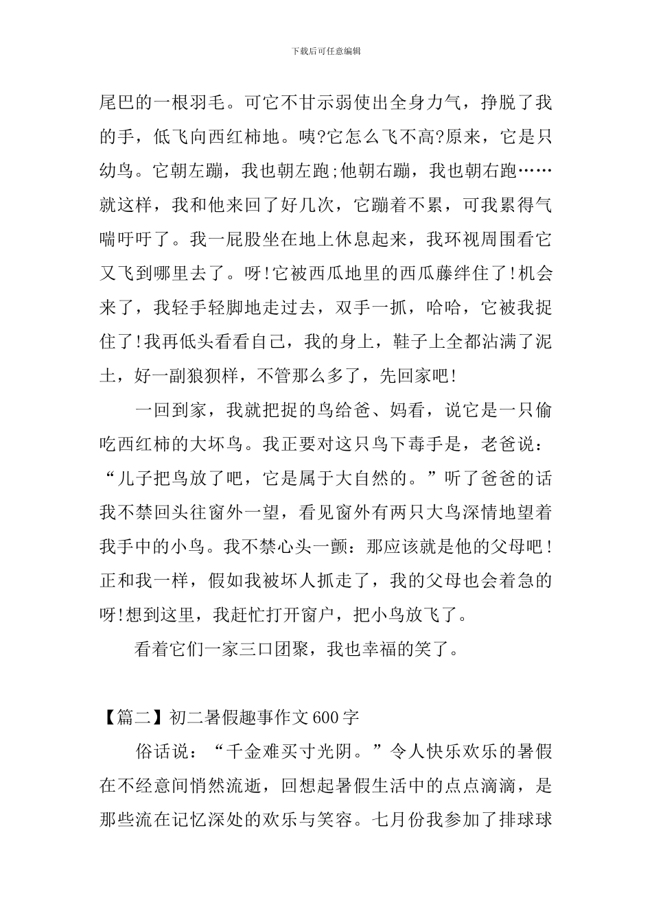 初二暑假趣事作文600字_第2页