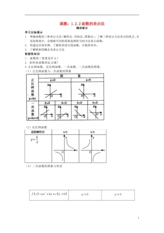 高中数学 1.2.2函数的表示法同步讲练 新人教版必修1-新人教版高一必修1数学试题