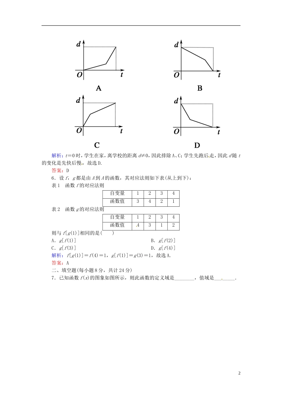 高中数学 1.2.2.2函数的表示法课时作业 新人教版必修1-新人教版高一必修1数学试题_第2页
