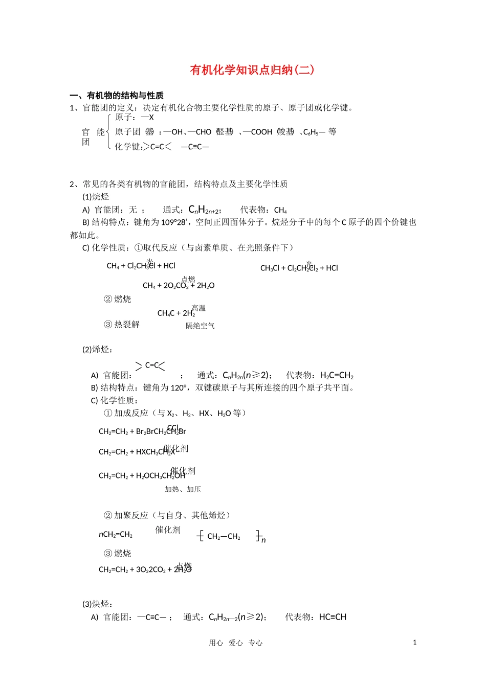 河北省2011届高三化学复习指导 有机化学知识点归纳整理（二）新人教版_第1页