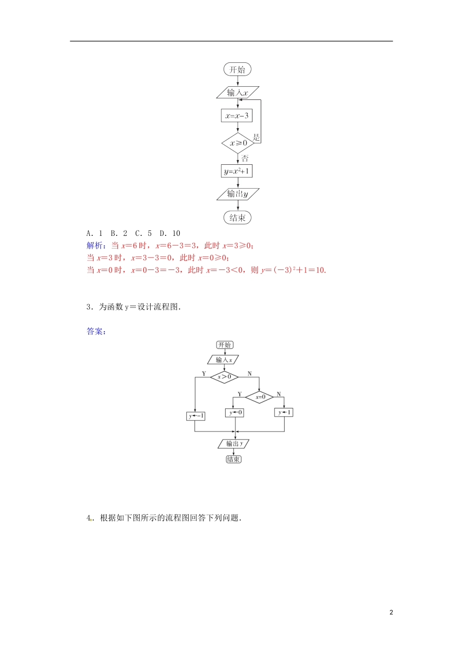 高中数学 1.2.2 选择结构检测试题 苏教版必修3-苏教版高一必修3数学试题_第2页