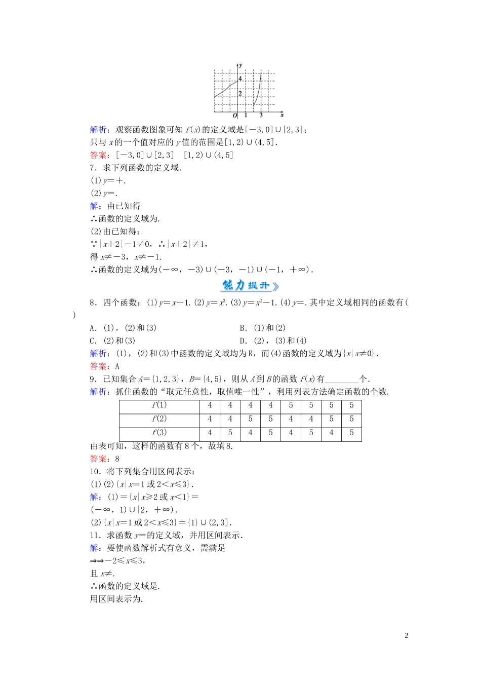 高中数学 1.2.1第1课时 函数的概念课时作业 新人教A版必修1-新人教A版高一必修1数学试题_第2页