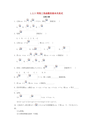 高中数学 1.2 任意角的三角函数 1.2.3 同角三角函数的基本关系式自我小测 新人教B版必修4-新人教B版高一必修4数学试题